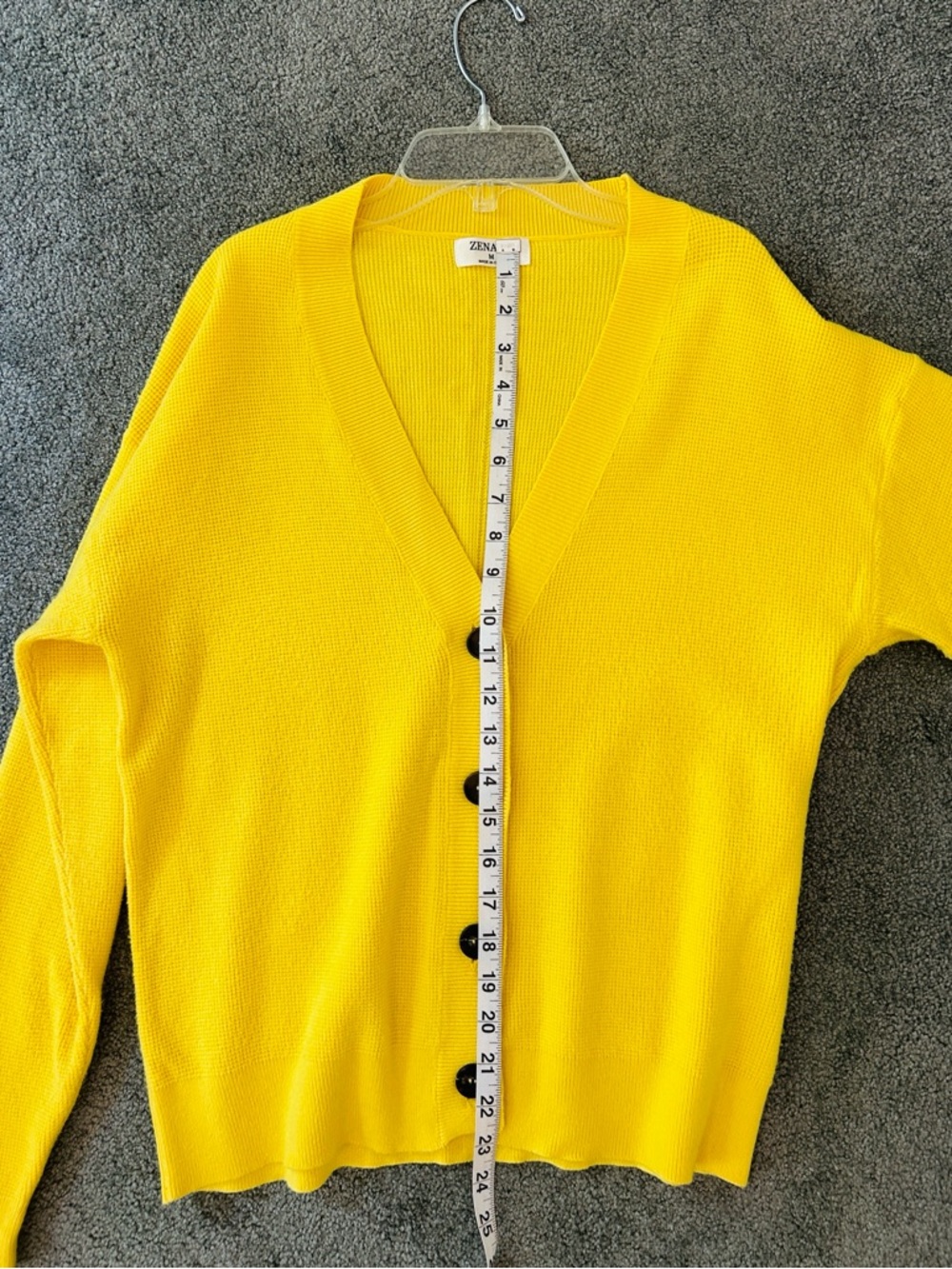 Zenana yellow / gold cotton cardigan sweater, size M - Picture 4 of 9